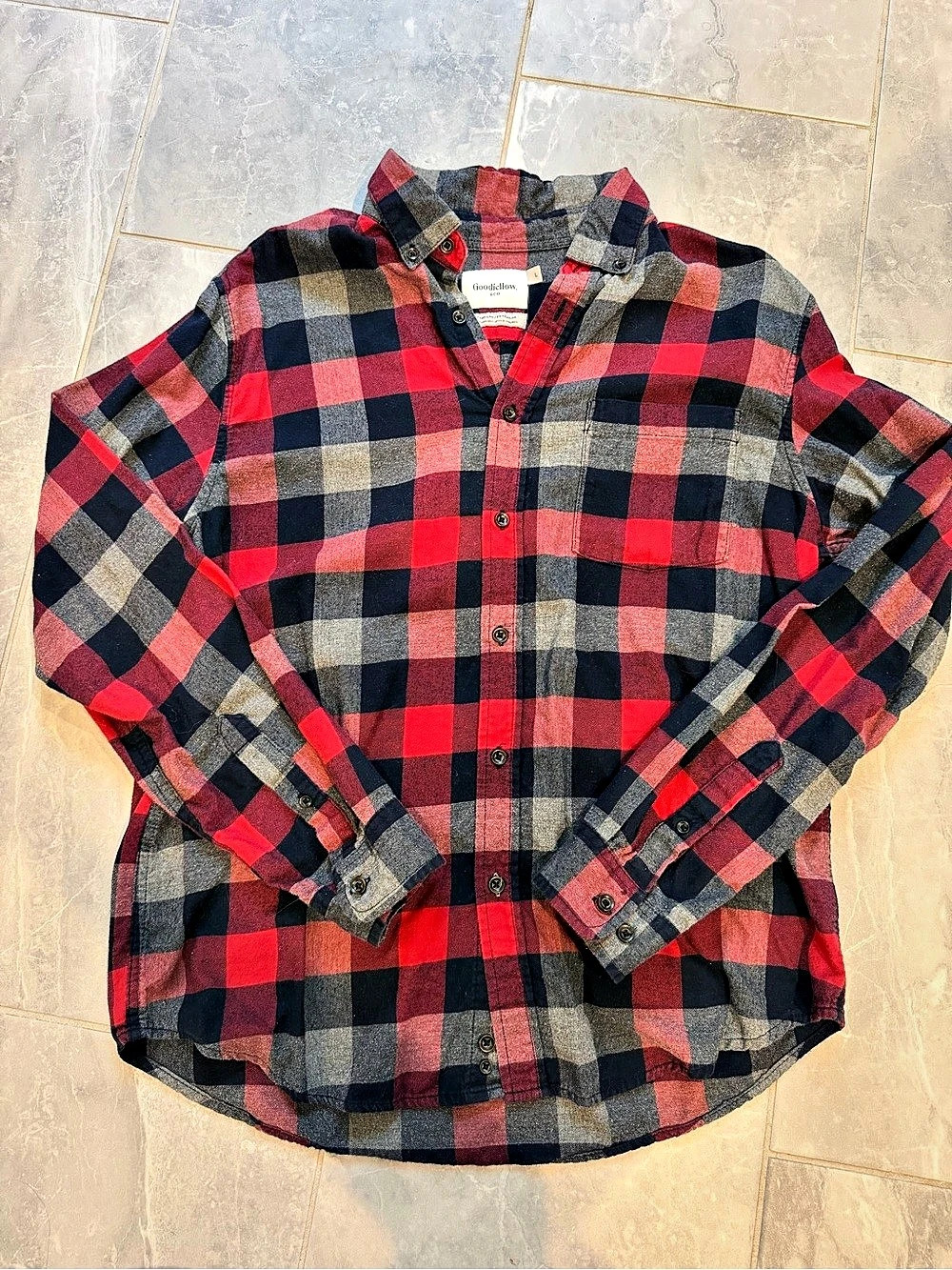 Goodfellow & Co Men's Vintage Mid-Weight Long-Sleeve Flannel Shirt Flannel Shirt